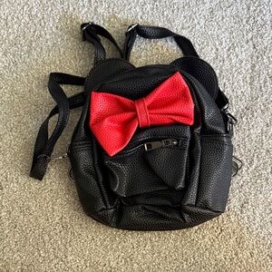 Black Mini Backpack with Red Bow